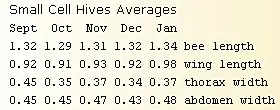 small cell colony averages